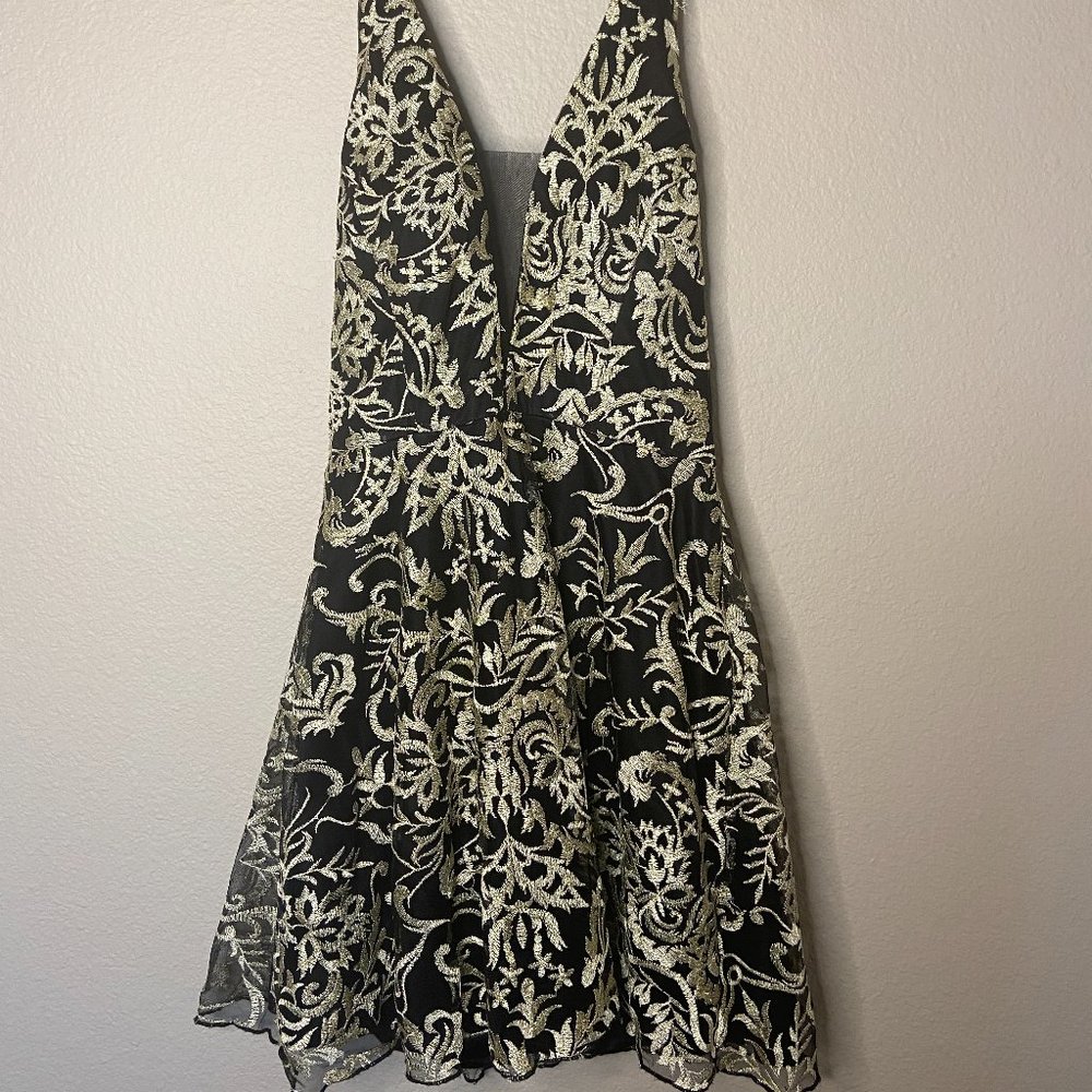 Plunge Neck Halter NYE Cocktail Dress by Windsor